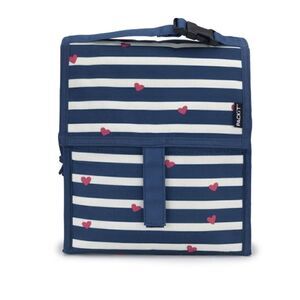 Packit Freezable Lunch Bag Hearts Navy White stripes